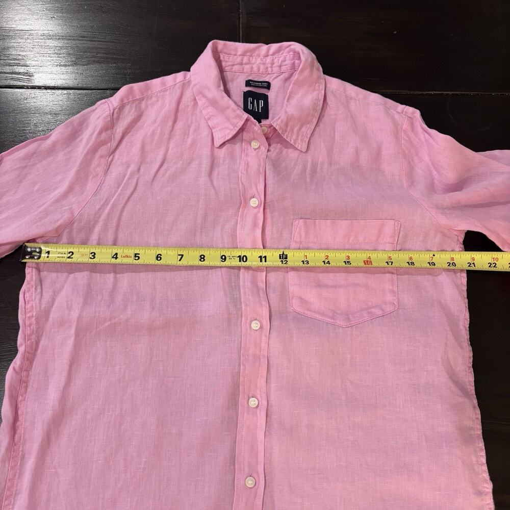 GAP 100% Linen Boyfriend Shirt Pastel Pink Relaxed Womens Small Coastal Preppy - Picture 5 of 5
